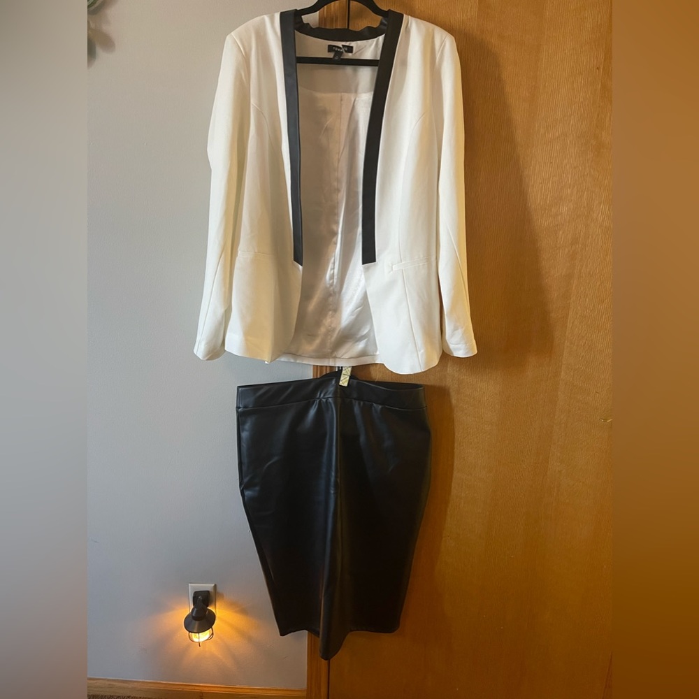 Torrid size 1 blazer leather edge and leather skirt set